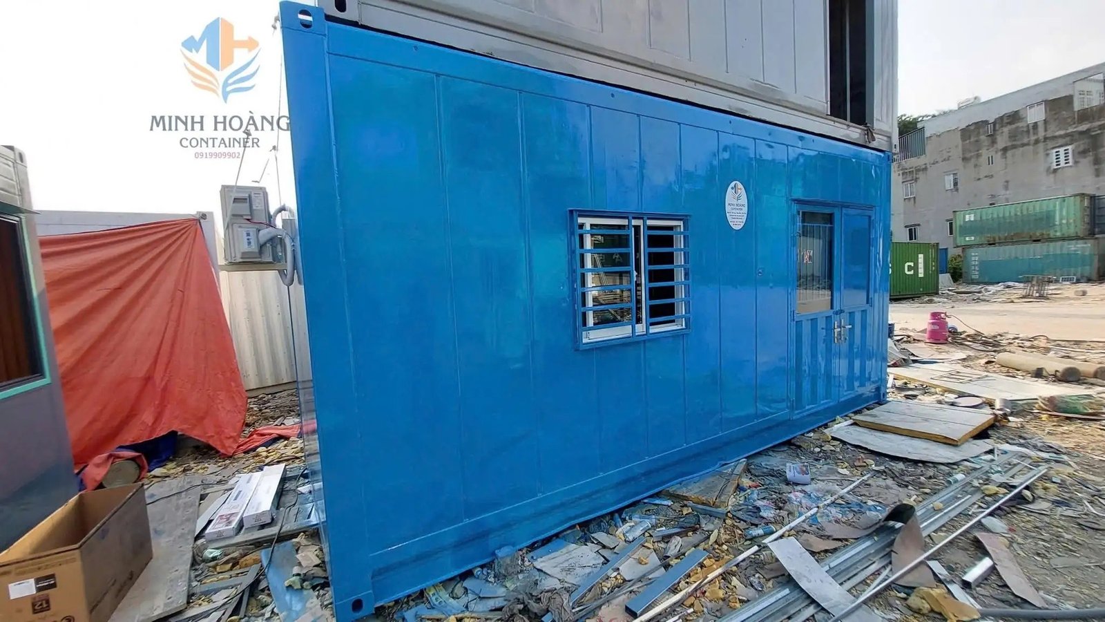 Container Văn Phòng 20 Feet Xanh Dương Có Toilet